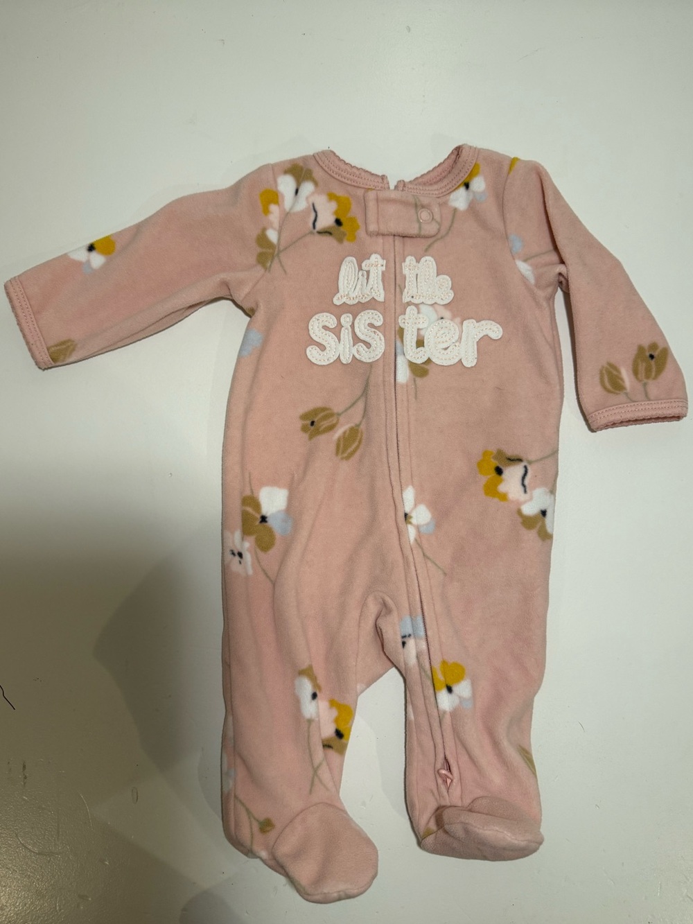 Carter’s Newborn Little Sister Fleece Sleeper – Pale Pink Floral